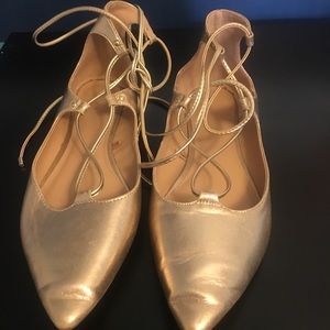 Gold Tie-Up Flats, 10, Old Navy, Worn Once